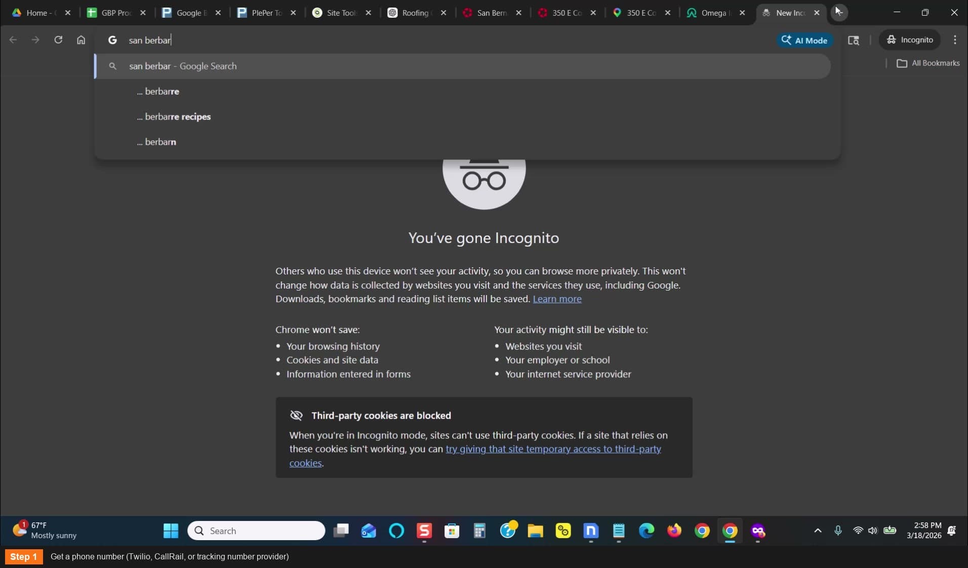 Get a phone number from Twilio or your tracking provider