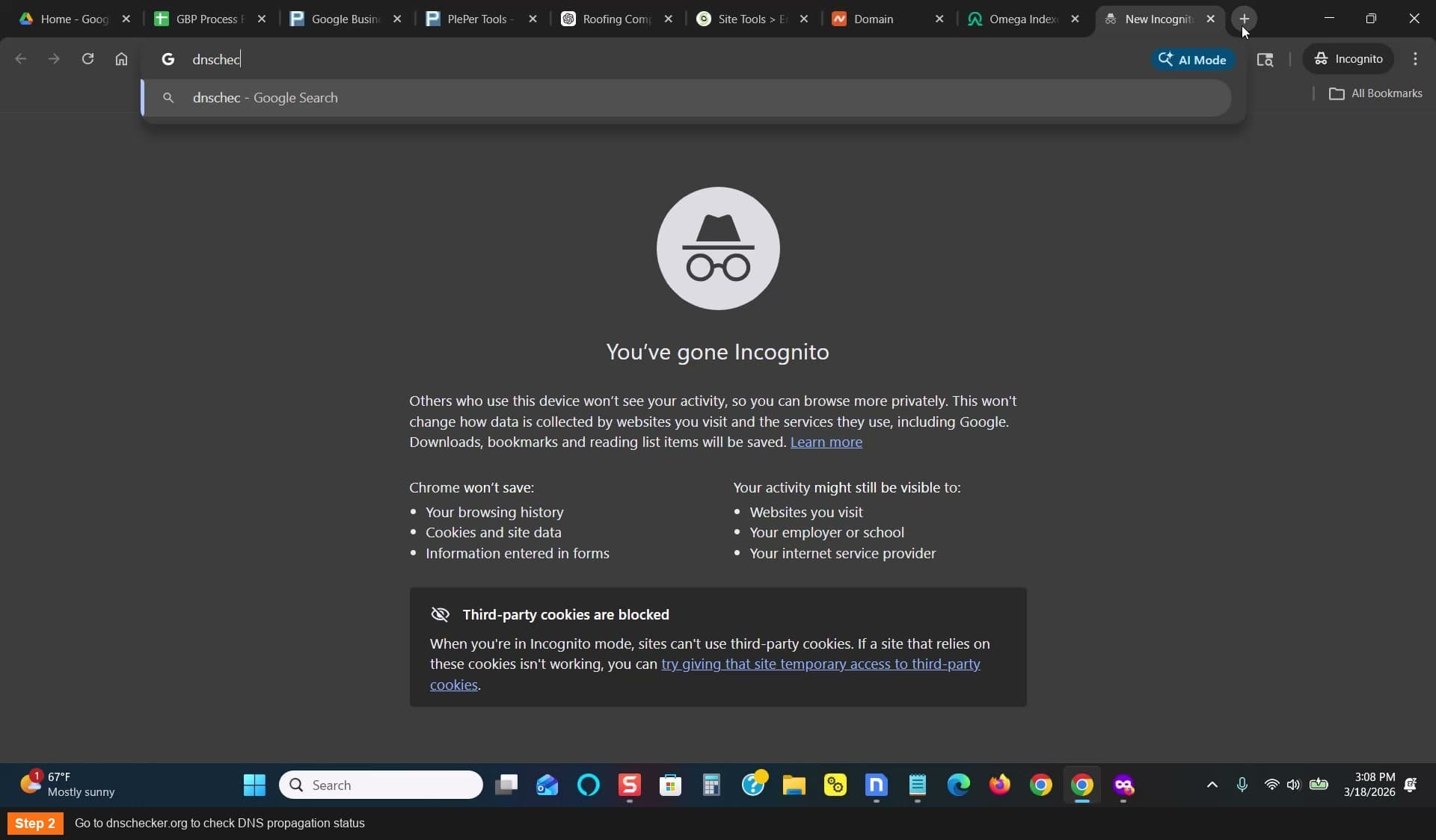 Go to dnschecker.org to check DNS propagation