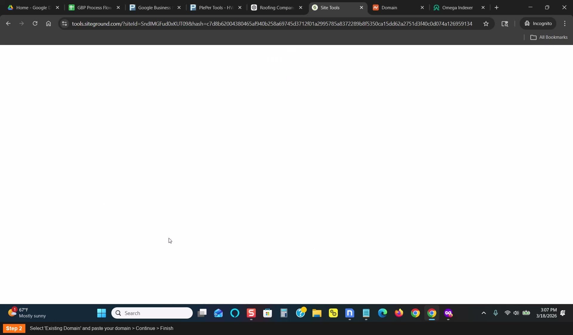 Select Existing Domain and paste your domain