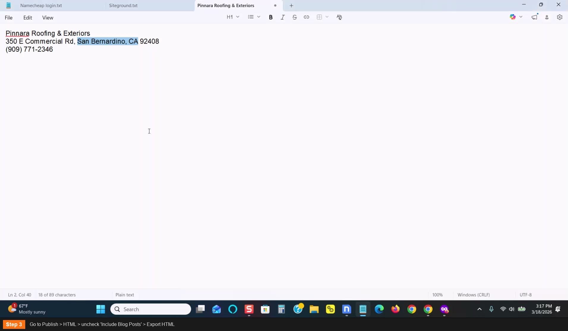 Go to Publish > HTML > Export HTML