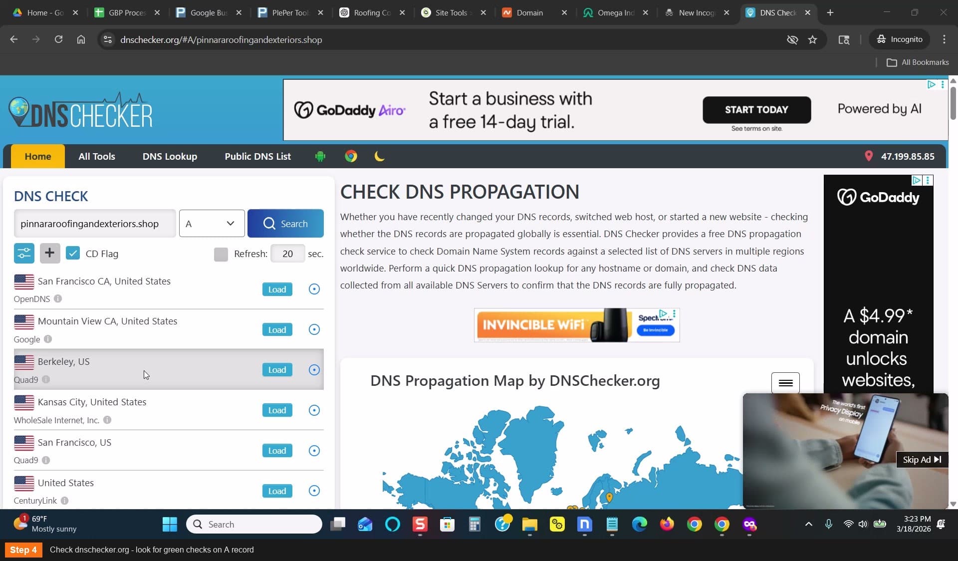 Check dnschecker.org - look for green checks