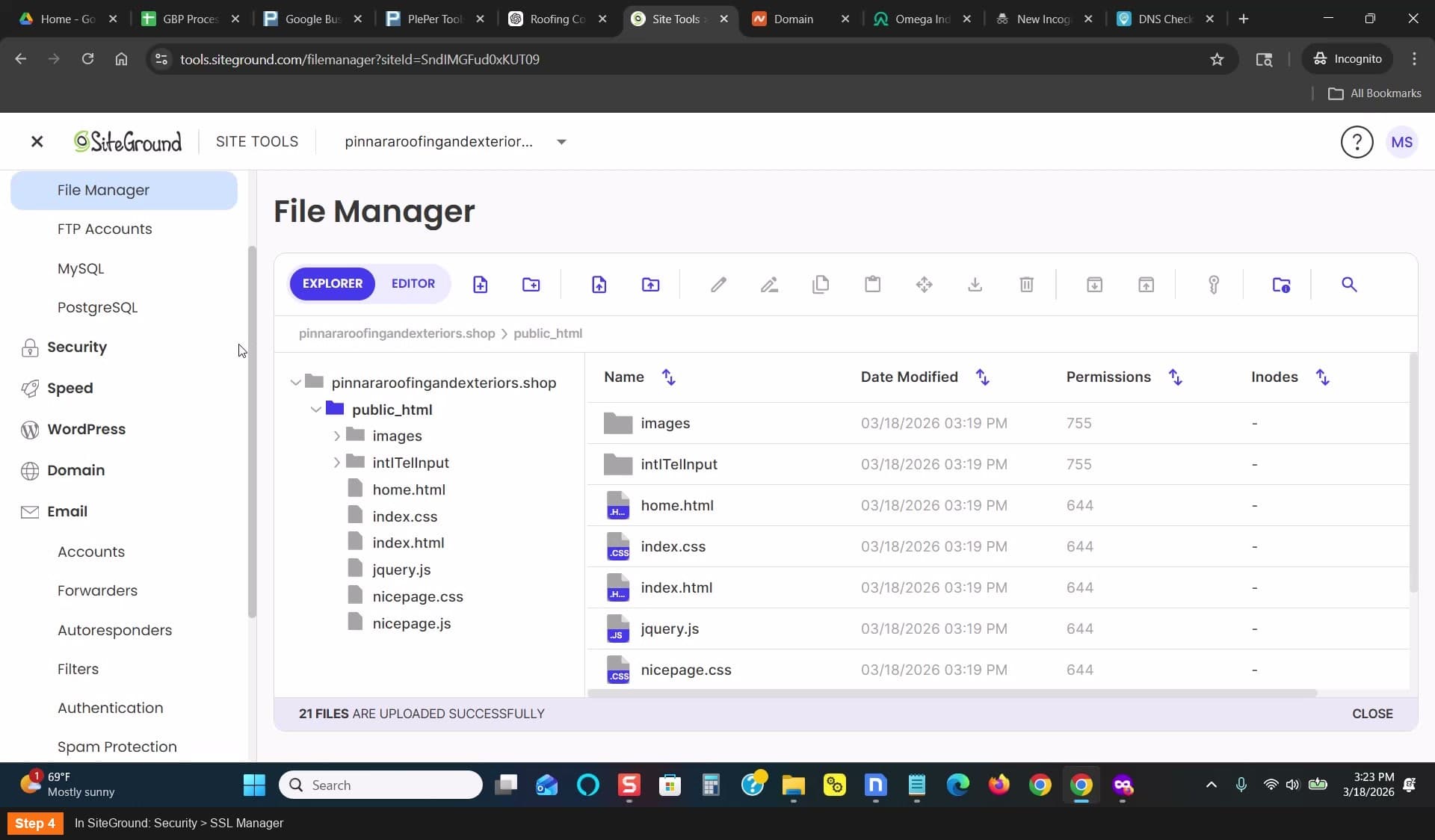 In SiteGround: Security > SSL Manager