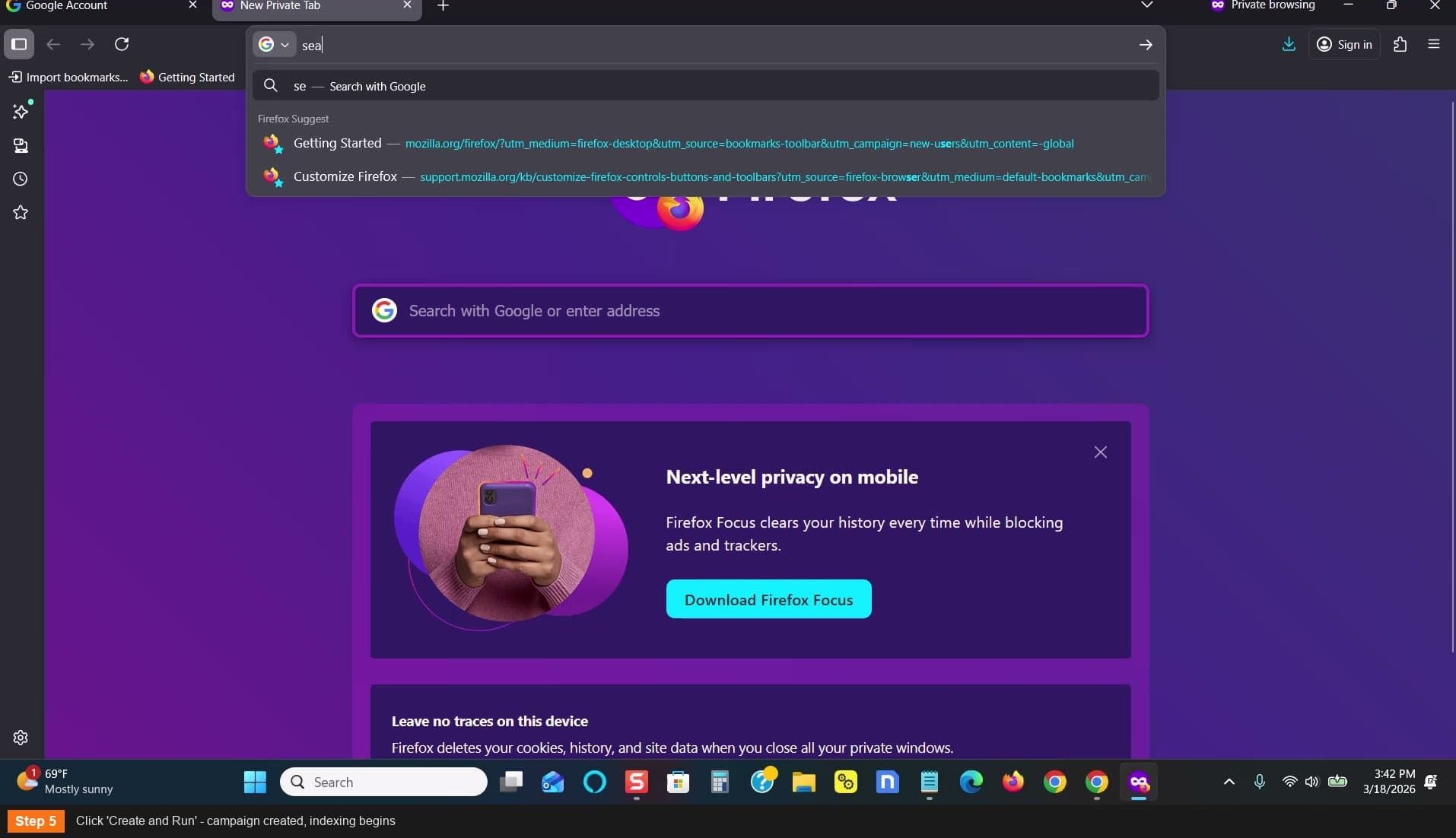 Click Create and Run - campaign created
