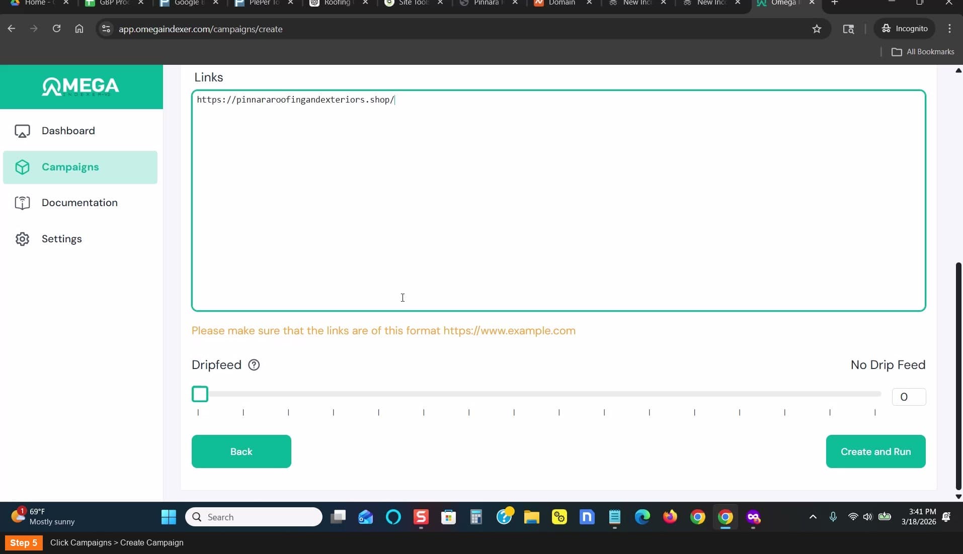 Click Campaigns > Create Campaign
