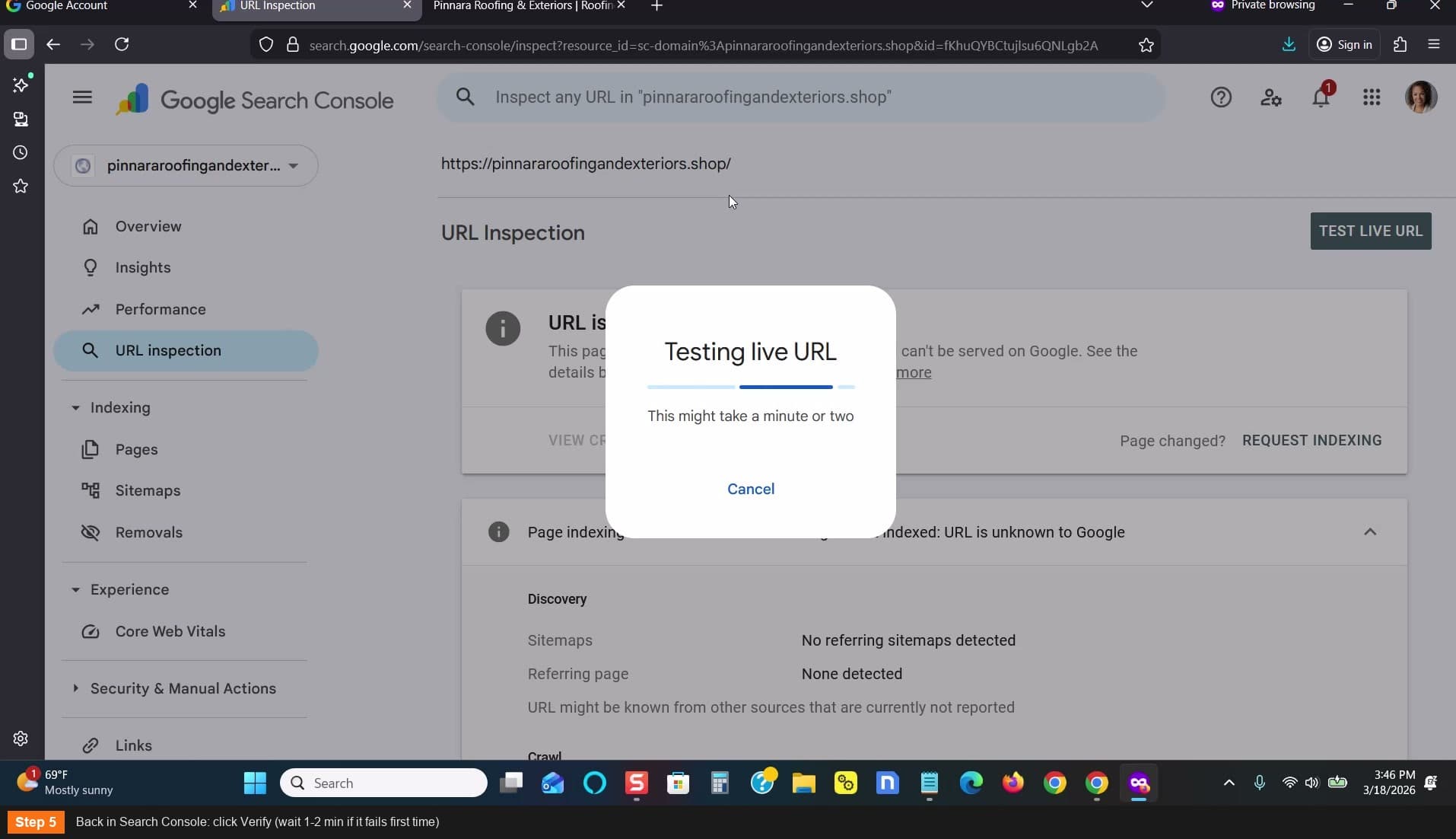 Click Verify (wait 1-2 min if it fails first time)