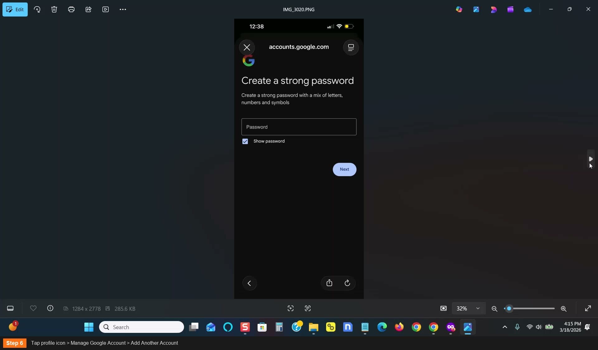 Tap profile > Manage Google Account > Add Another Account