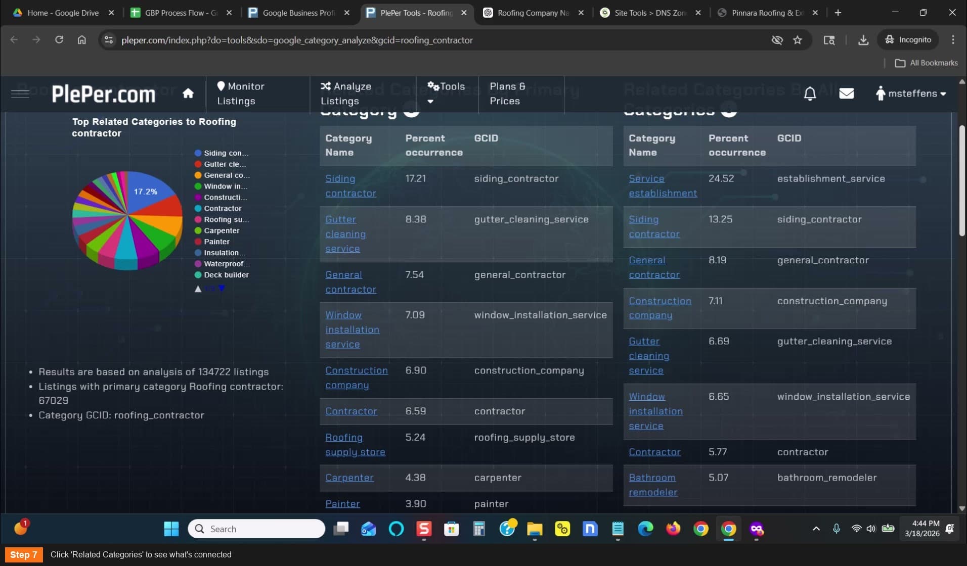 Click Related Categories to see connections