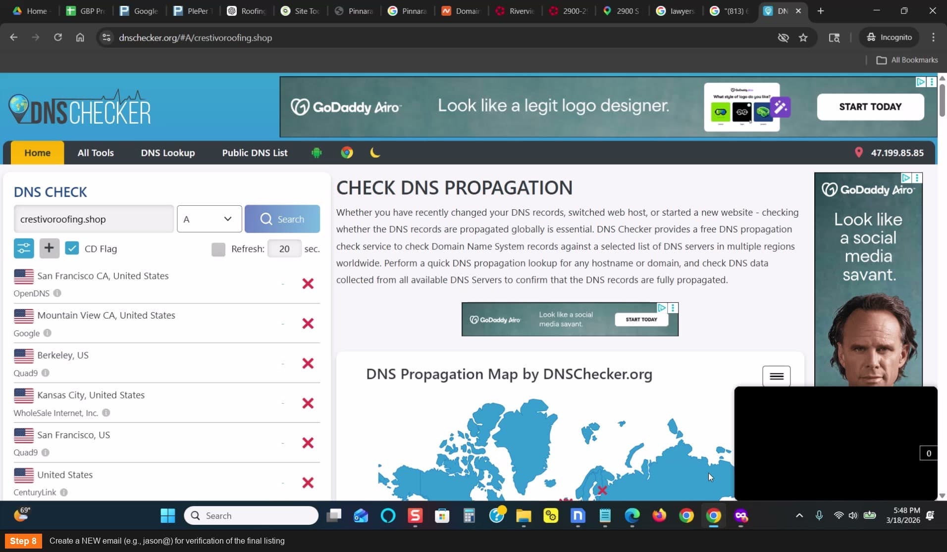 Create a NEW email for verification of the final listing